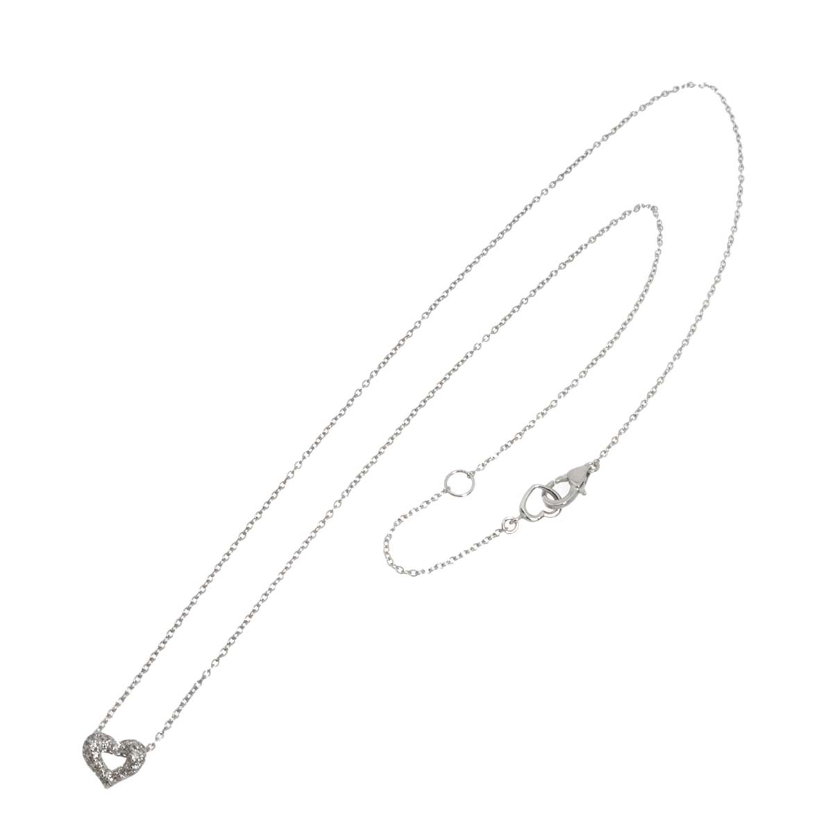 Diamond 0.17ct Heart Necklace 18K White Gold 750