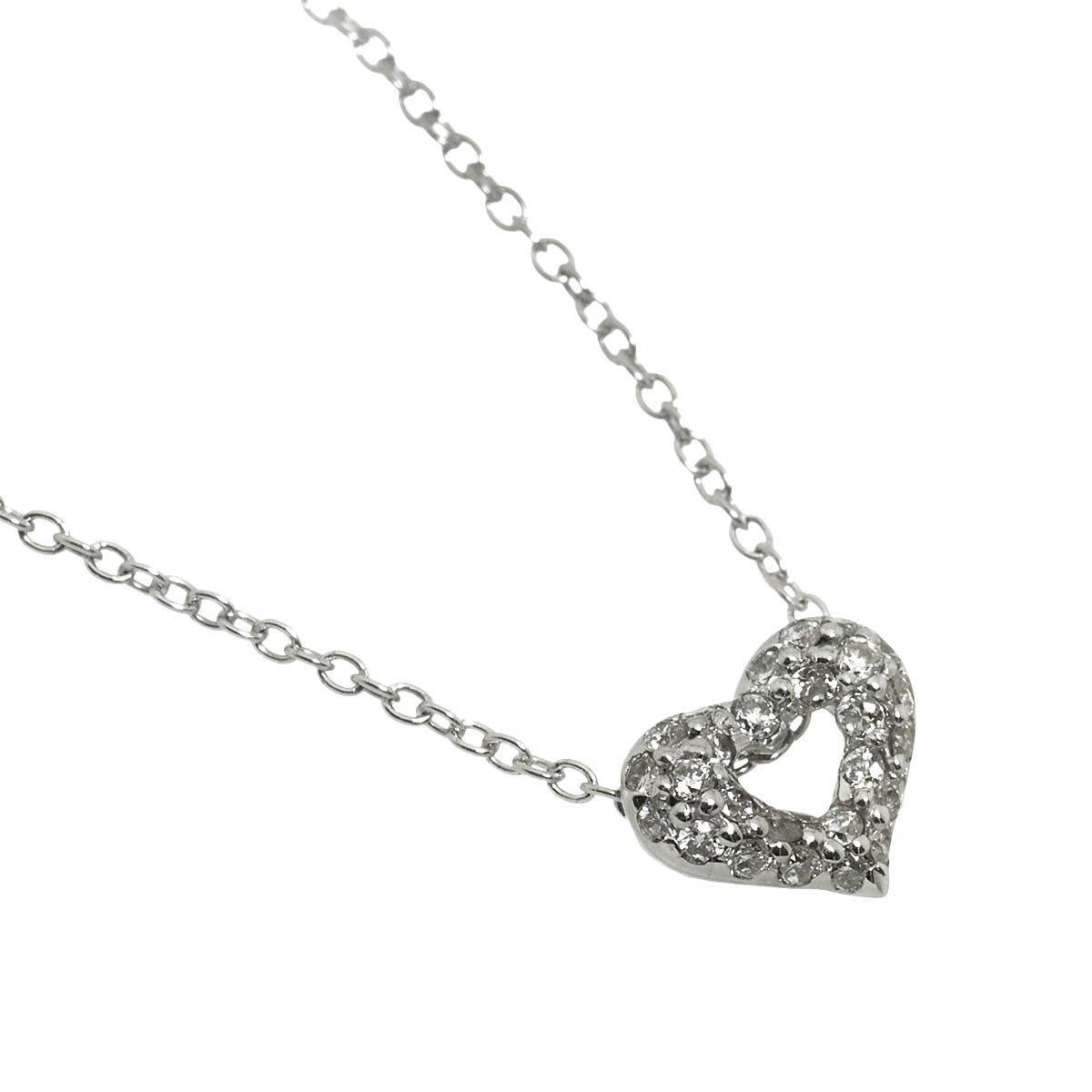 Diamond 0.17ct Heart Necklace 18K White Gold 750