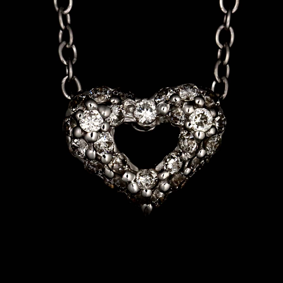 Diamond 0.17ct Heart Necklace 18K White Gold 750