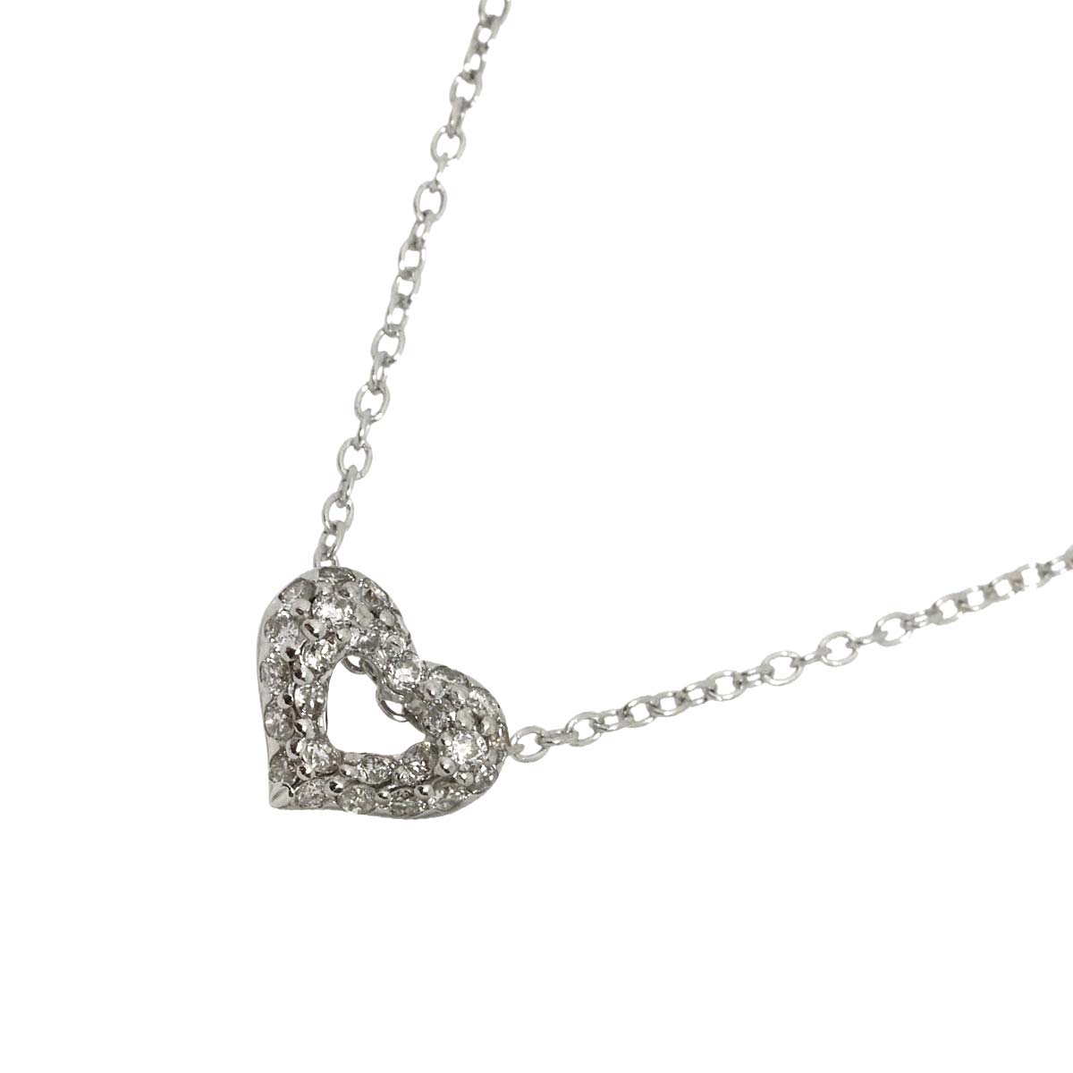 Diamond 0.17ct Heart Necklace 18K White Gold 750