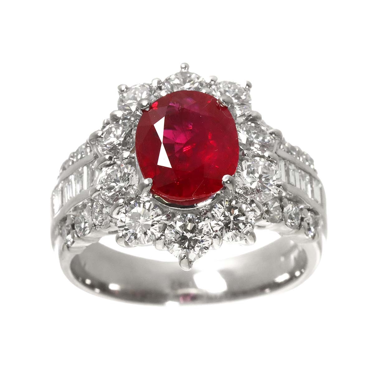 Made in Burma Ruby 2.10ct Diamond 1.79ct Ring Pt Platinum size5.25-5.5