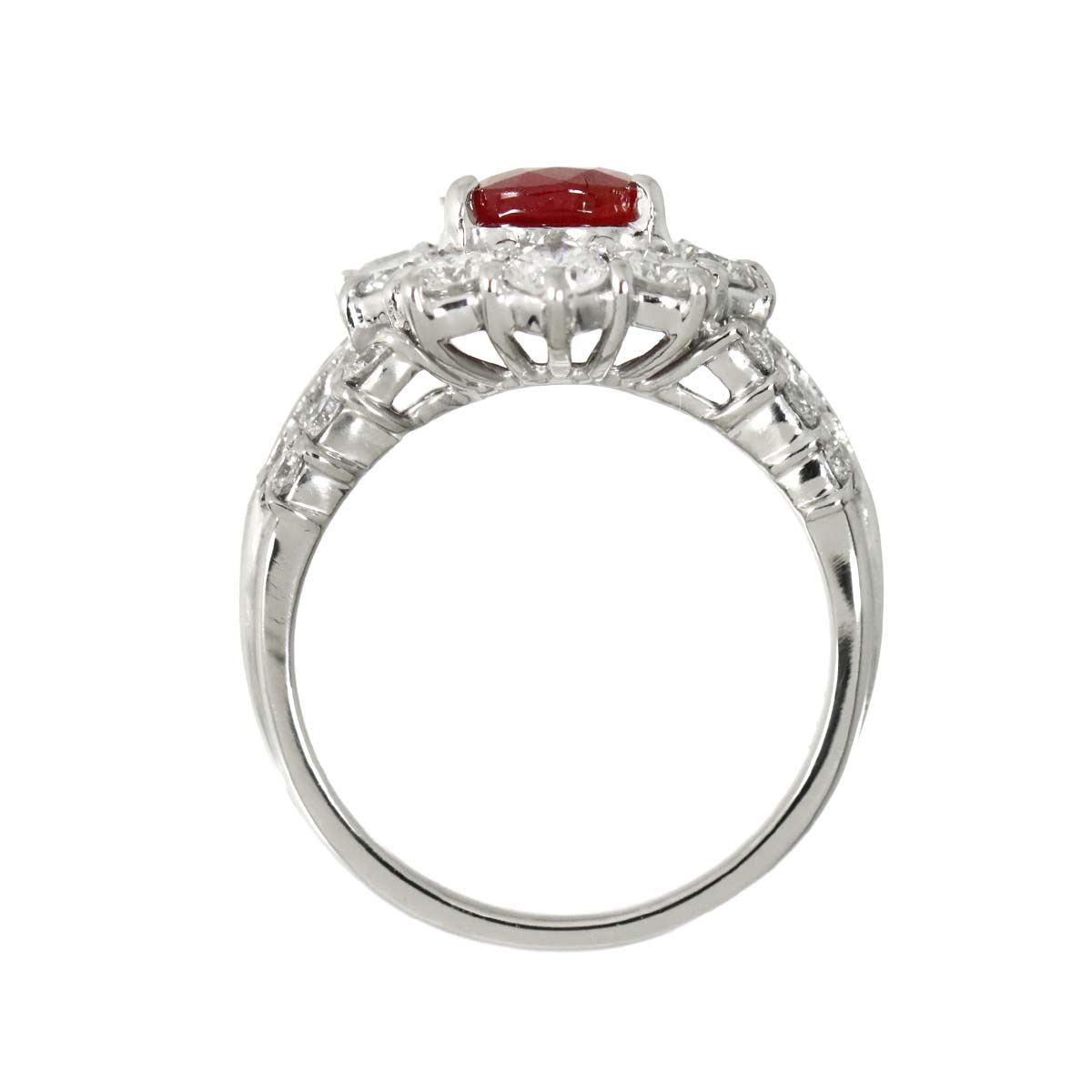 Made in Burma Ruby 2.10ct Diamond 1.79ct Ring Pt Platinum size5.25-5.5