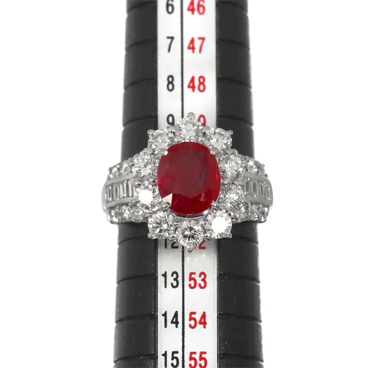 Made in Burma Ruby 2.10ct Diamond 1.79ct Ring Pt Platinum size5.25-5.5