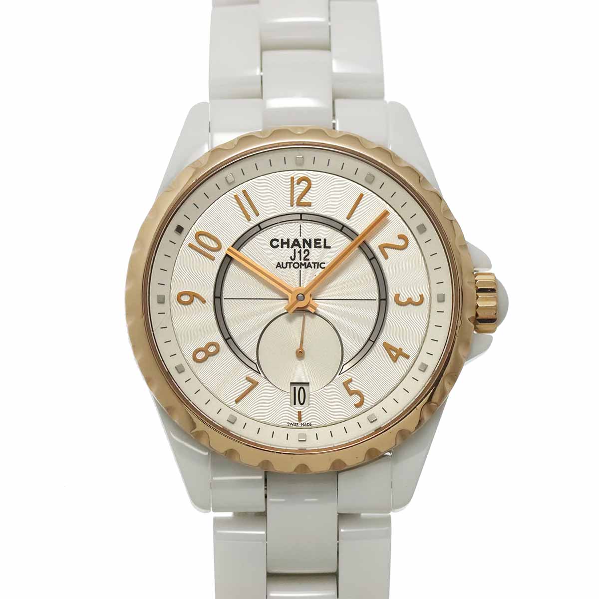J12 H3839 Automatic Ceramic PG Date White Dial Mens