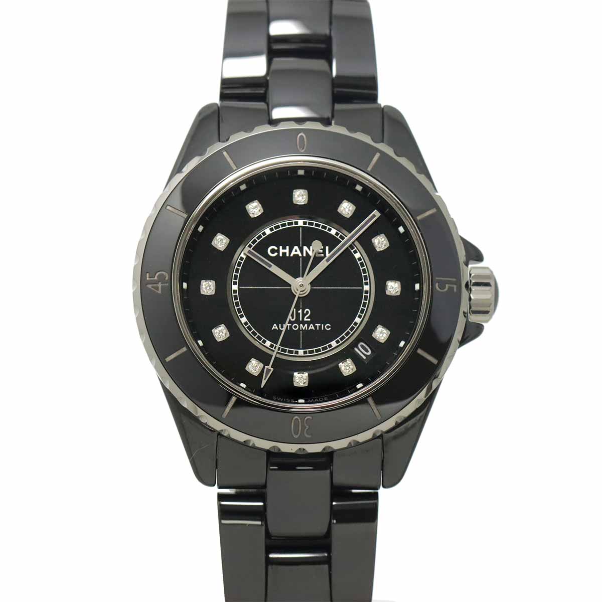 J12 H5702 38mm 12P Diamond Automatic Black Dial Mens Watch