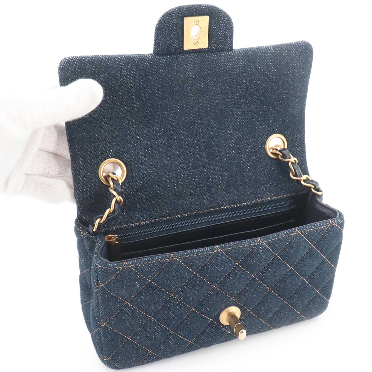 Mini Matelasse Classic Chain Shoulder Bag Denim Dark blue A69900
