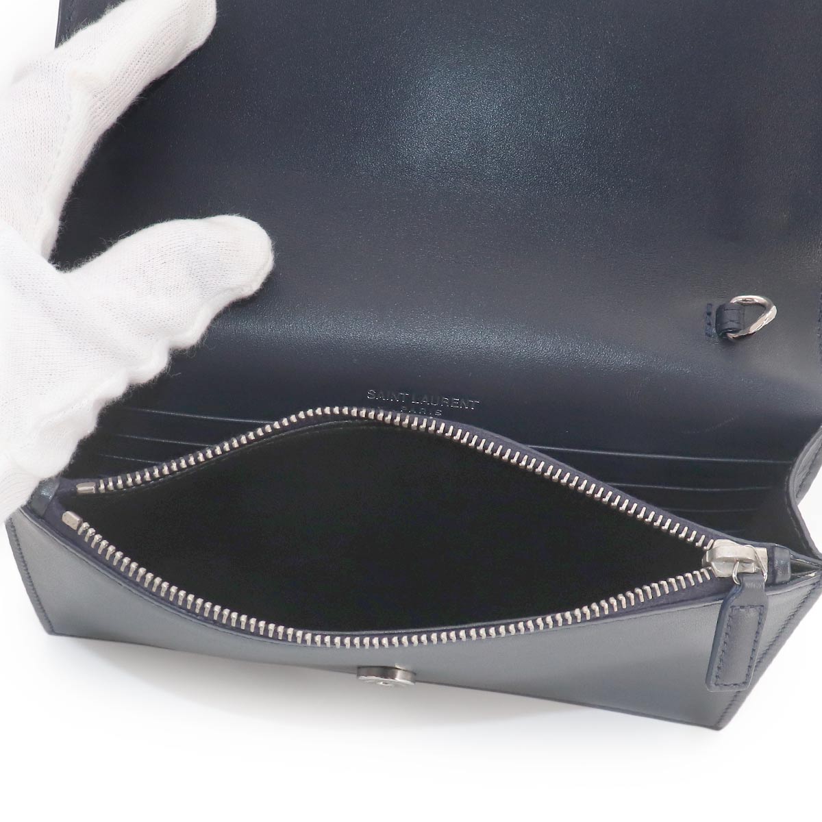 Kate Chain Long Wallet Leather Navy 452159