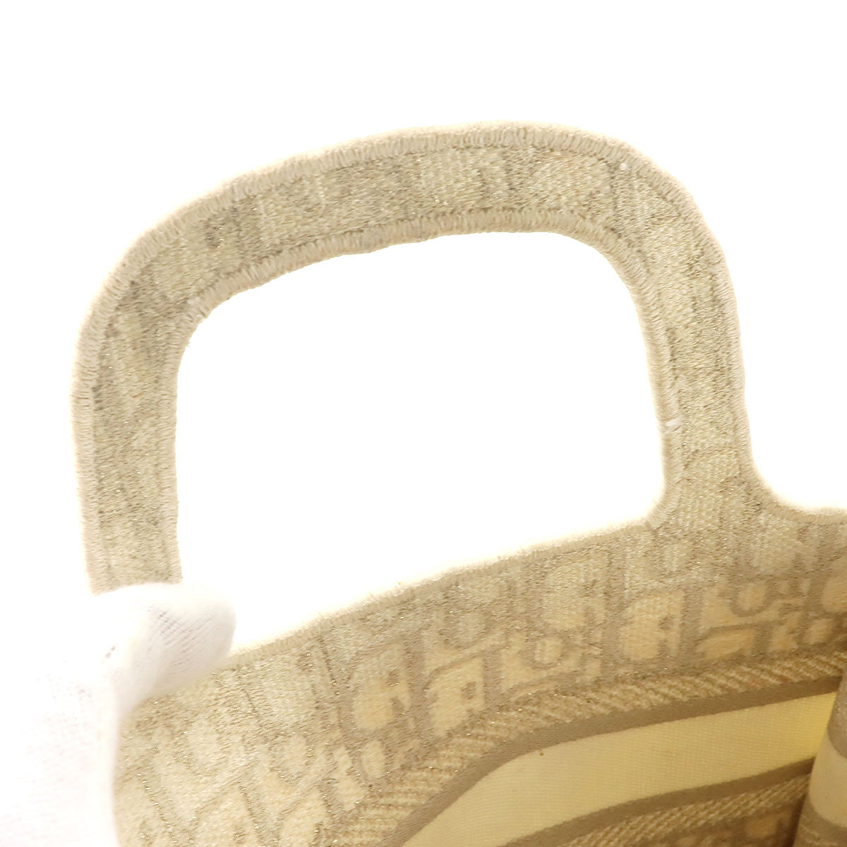 Oblique Book Tote Mini Bag Canvas Gold White