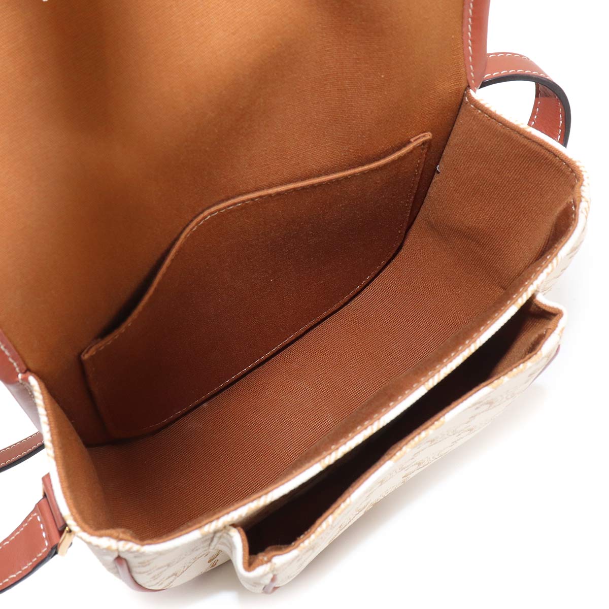 Triomphe Medium Folco Shoulder Bag PVC Leather White 191502