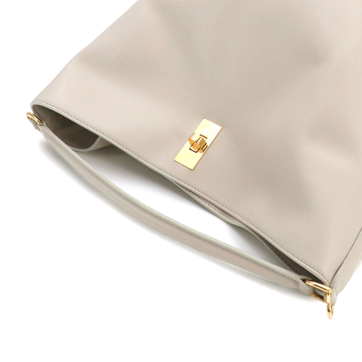 Bucket 16 2way Hand Shoulder Bag Leather Light Gray