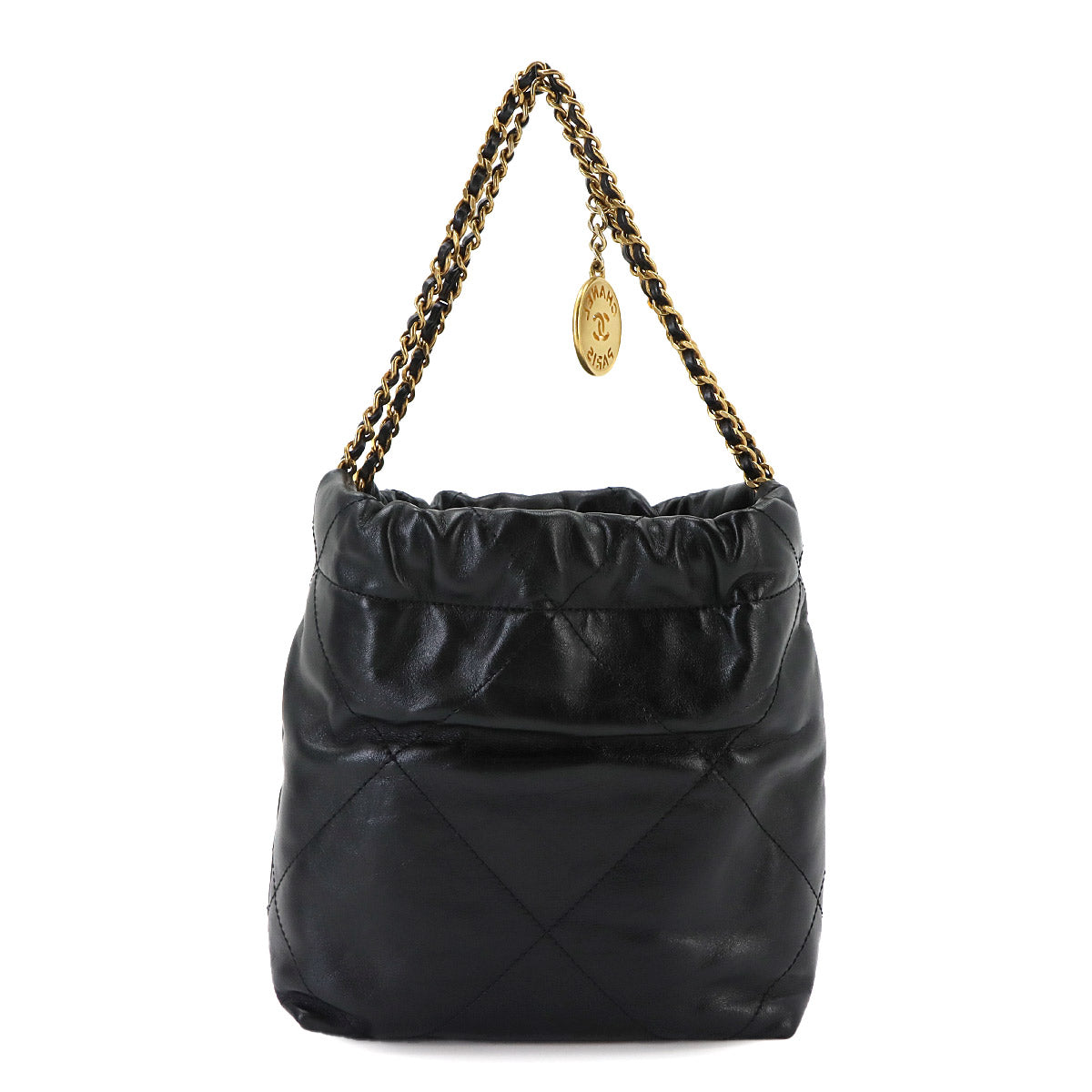 CHANEL 22 Mini Chain Hand Shoulder Bag Leather Black AS3980 Purse