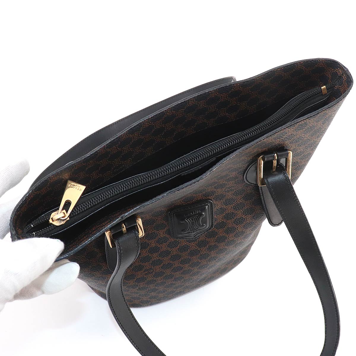 Macadam Tote Bag PVC Leather Black Brown Vintage Purse