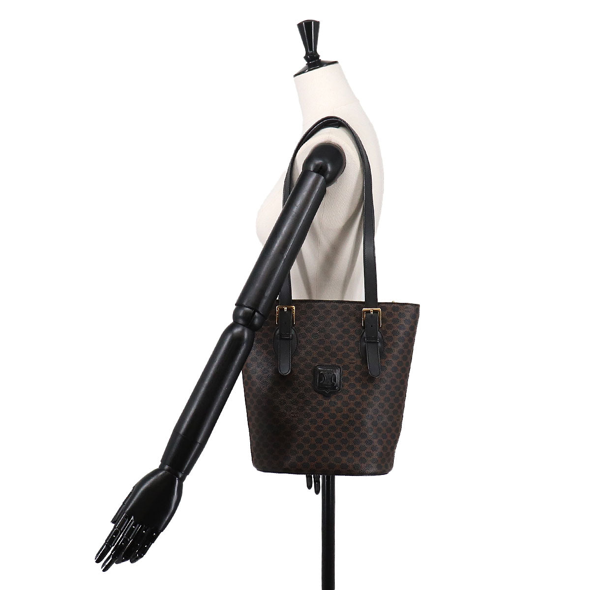 Macadam Tote Bag PVC Leather Black Brown Vintage Purse