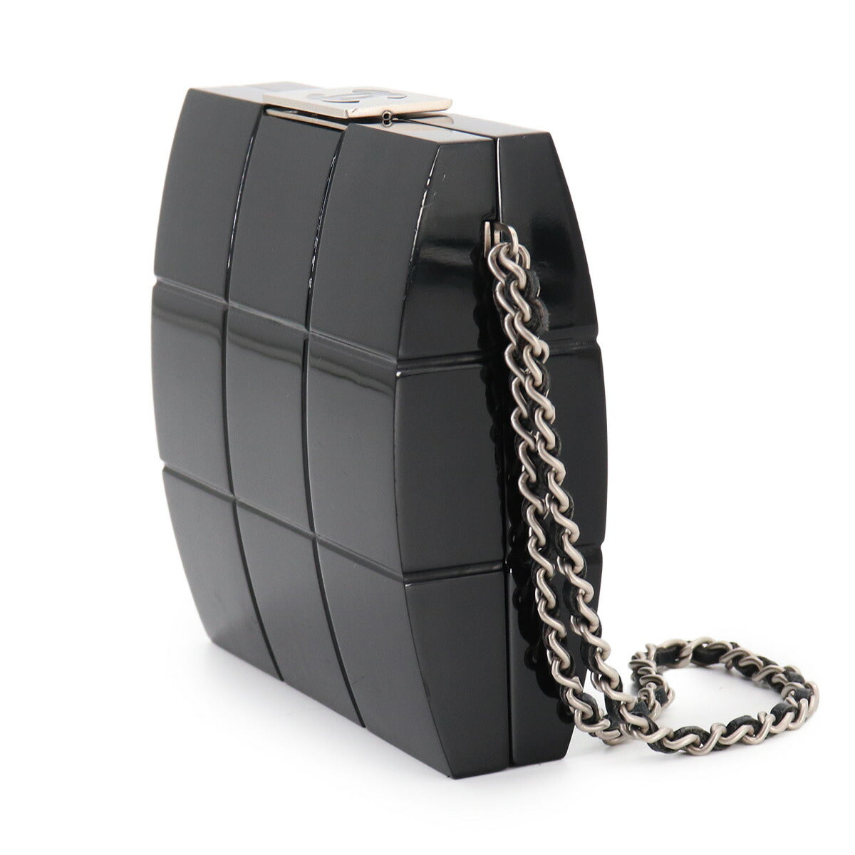 Chocolate bar Clutch Bag Plastic Leather Black Purse