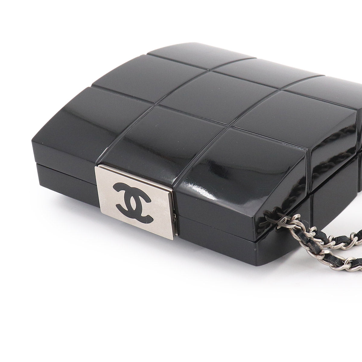 Chocolate bar Clutch Bag Plastic Leather Black Purse