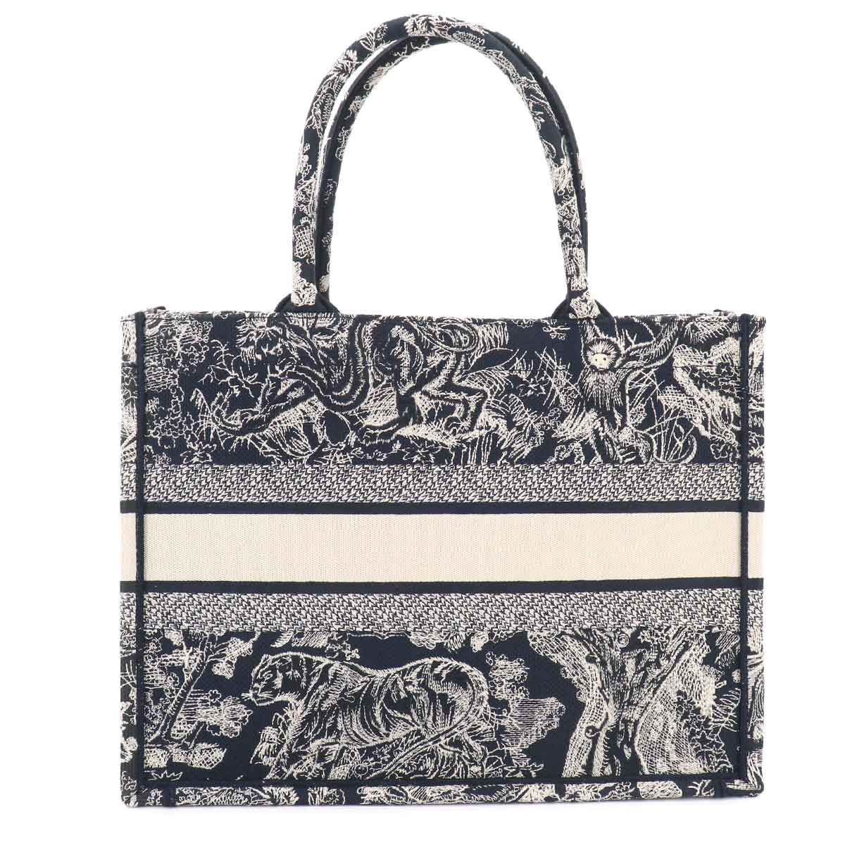 Reverse Toile De Jouy Book Tote Medium Bag Canvas Navy