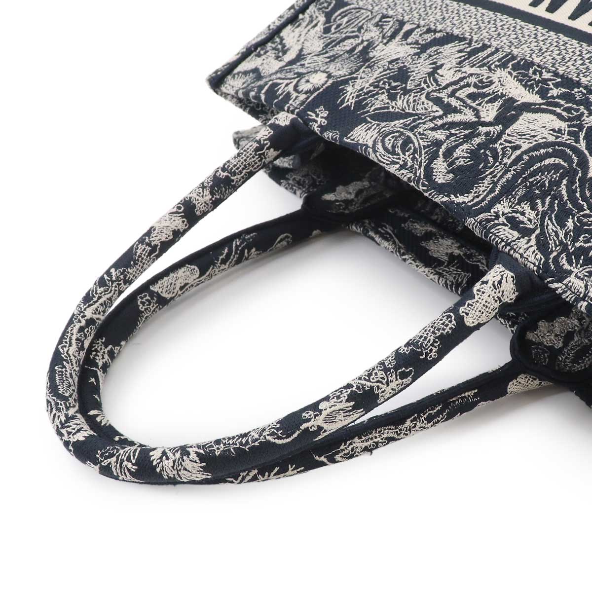 Reverse Toile De Jouy Book Tote Medium Bag Canvas Navy