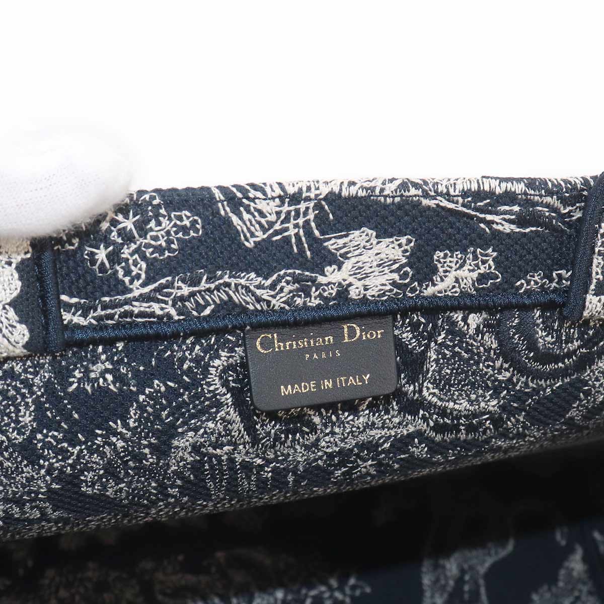 Reverse Toile De Jouy Book Tote Medium Bag Canvas Navy