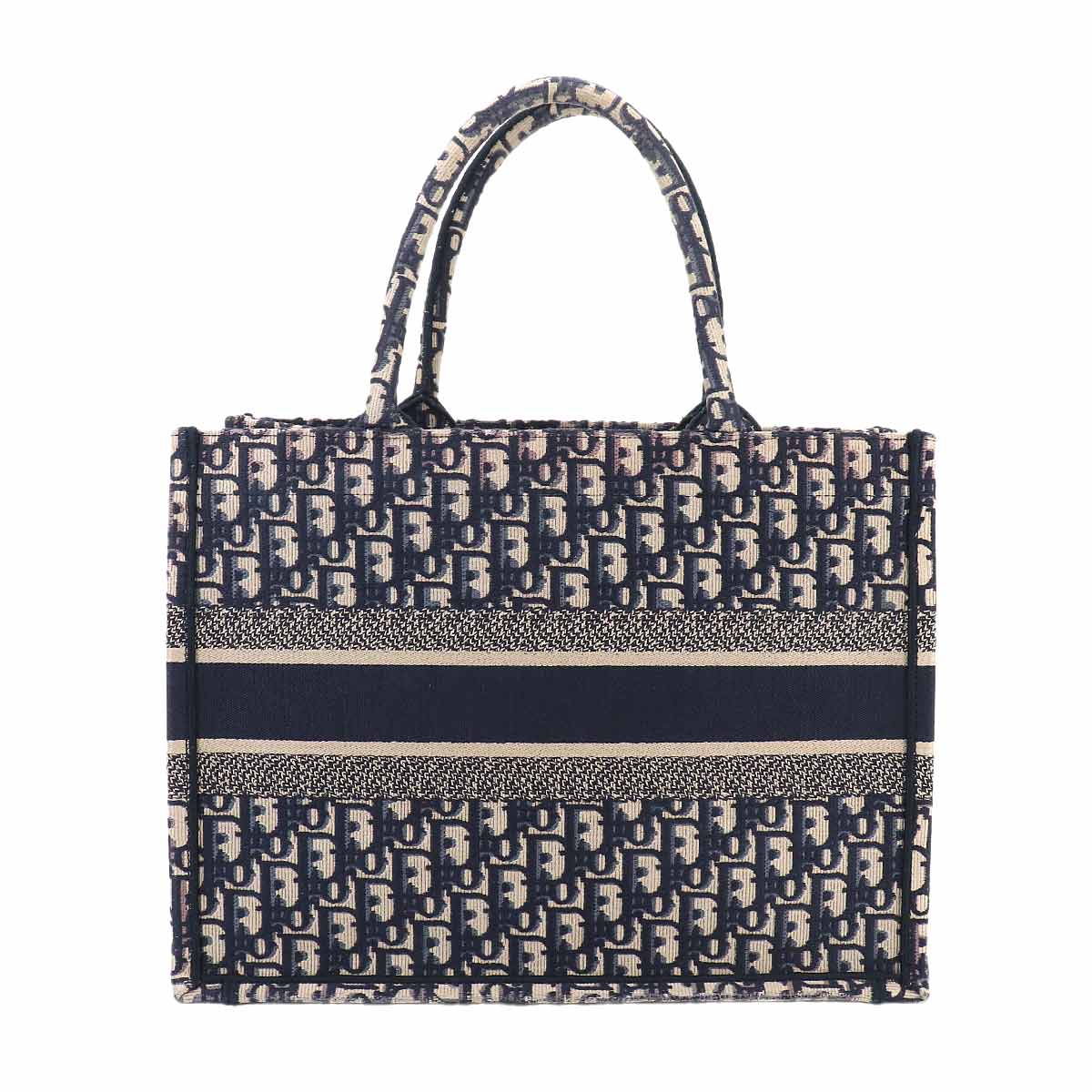 Oblique Book Tote Medium Bag Canvas Navy M1296ZRIW
