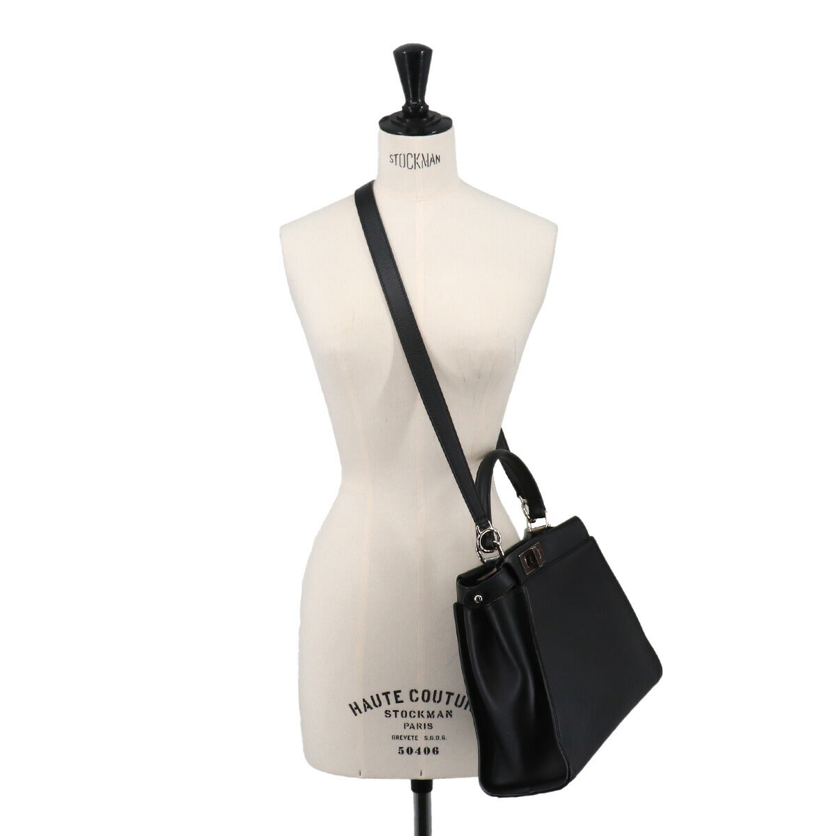 Peekaboo Regular 2way Hand Bag Leather Black 8BN290