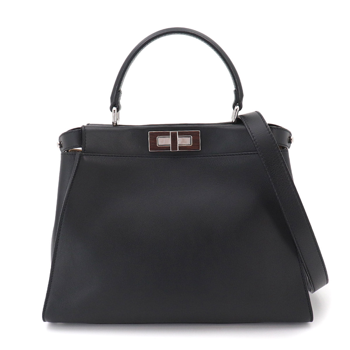 Peekaboo Regular 2way Hand Bag Leather Black 8BN290