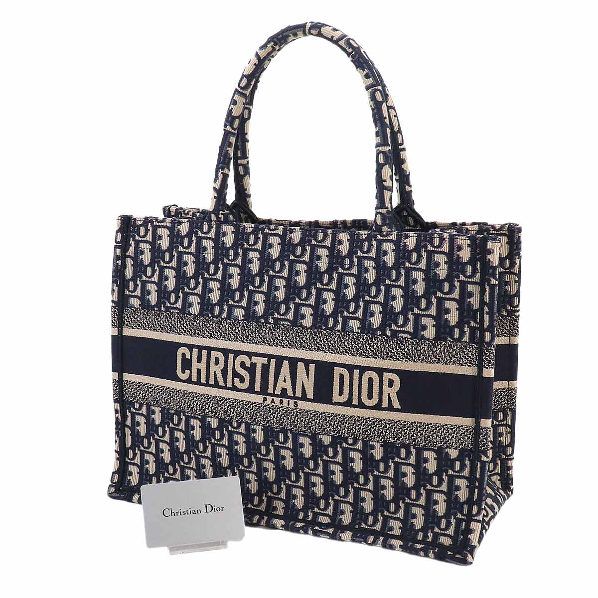 Oblique Book Tote Medium Bag Canvas Navy M1296ZRIW