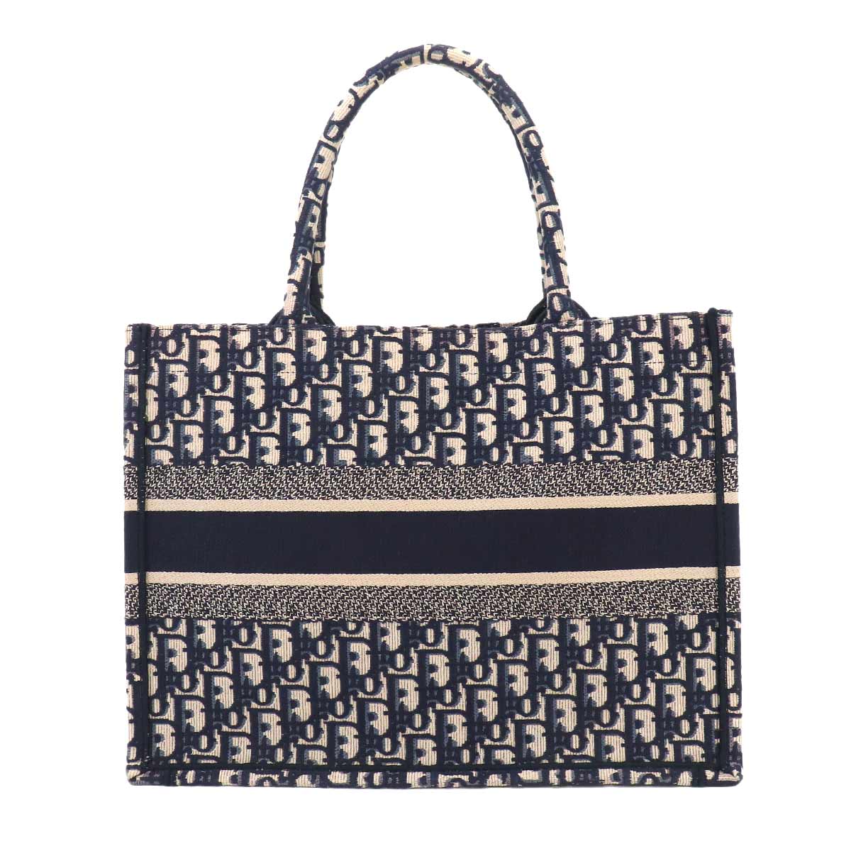 Oblique Book Tote Medium Bag Canvas Navy M1296ZRIW