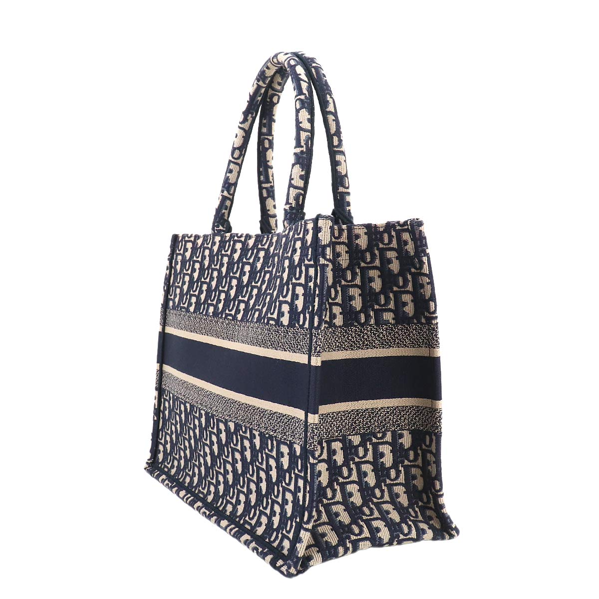 Oblique Book Tote Medium Bag Canvas Navy M1296ZRIW