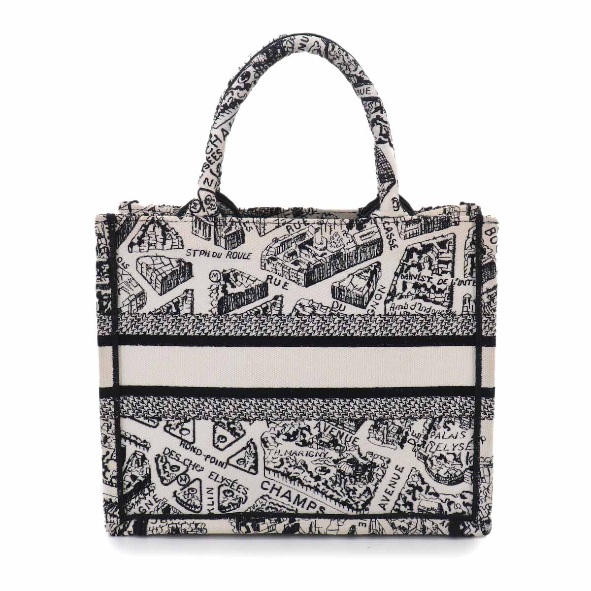 Plan de Paris Book Tote Bag Small Canvas White Black