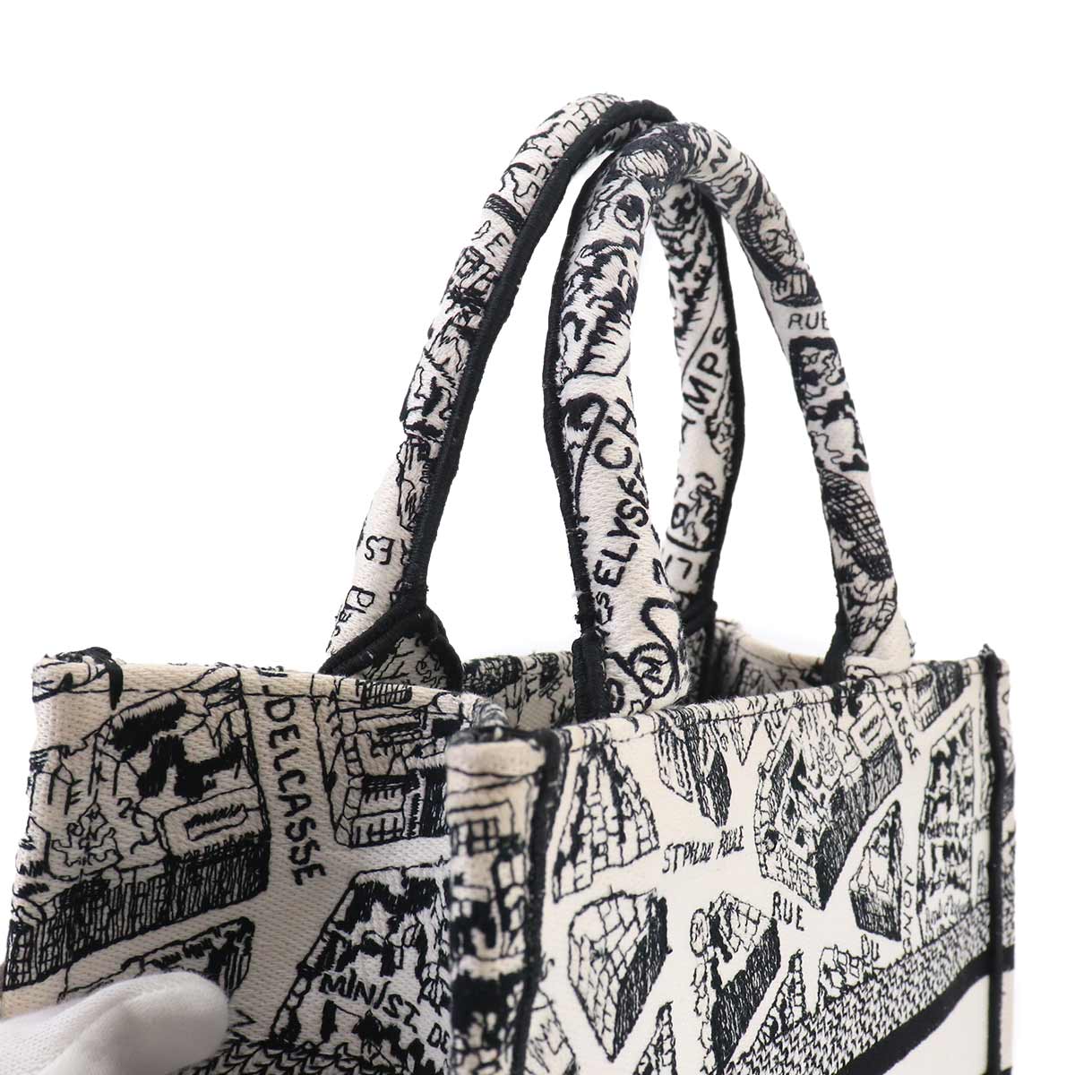 Plan de Paris Book Tote Bag Small Canvas White Black