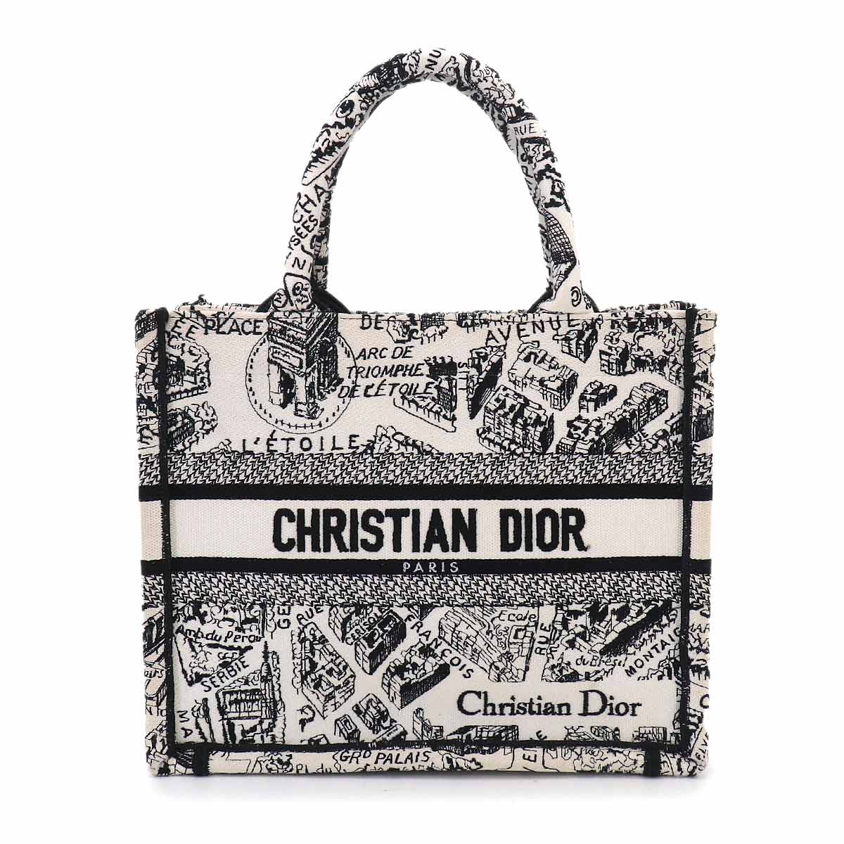 Plan de Paris Book Tote Bag Small Canvas White Black