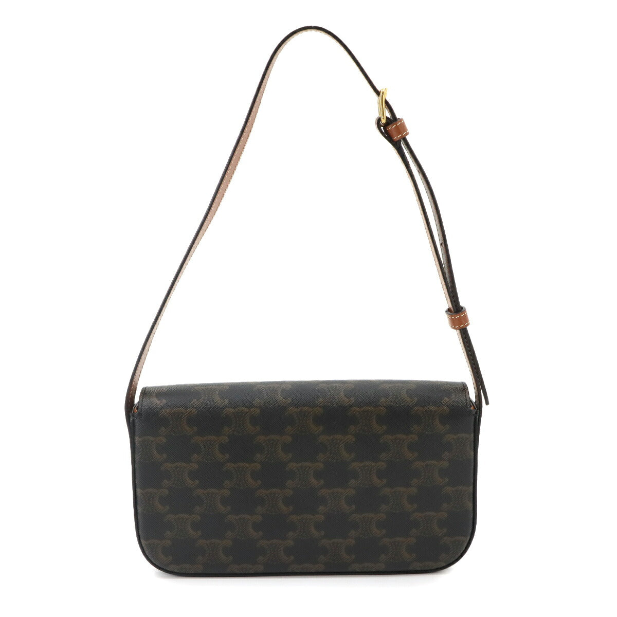 Triomphe Claude Shoulder Bag PVC Leather Black Brown 194142
