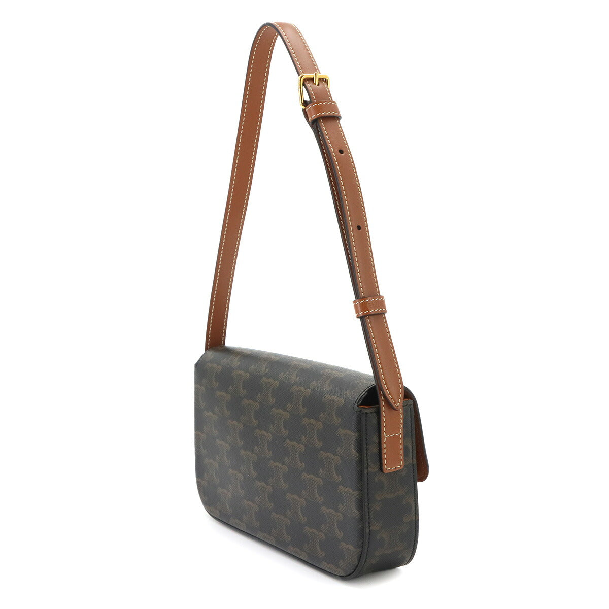Triomphe Claude Shoulder Bag PVC Leather Black Brown 194142