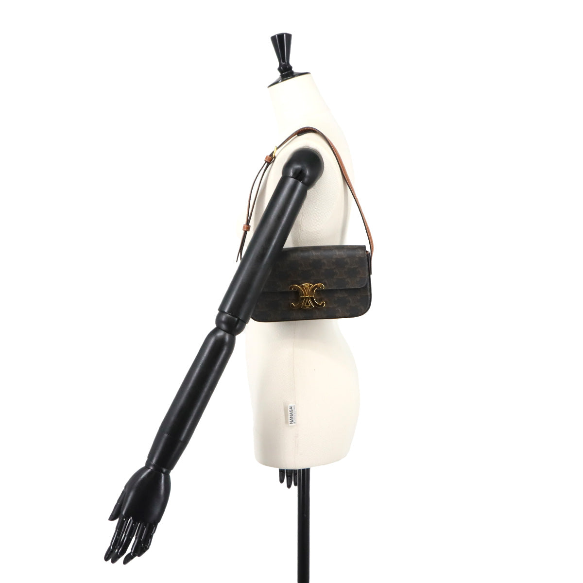 Triomphe Claude Shoulder Bag PVC Leather Black Brown 194142
