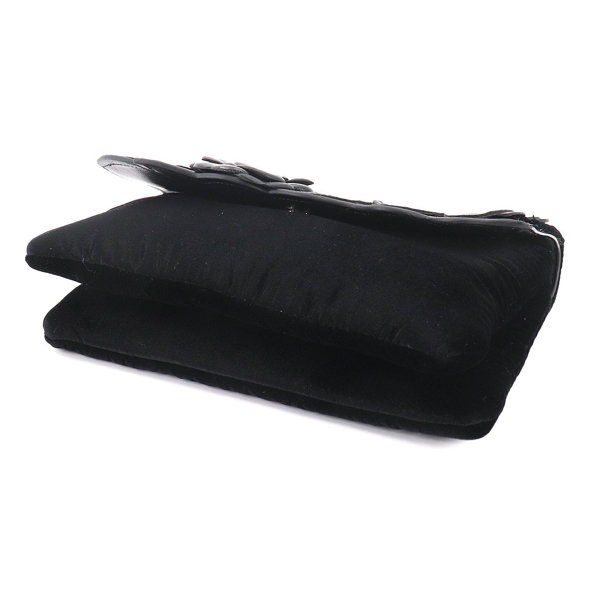 Icon Chain Shoulder Bag Velour Leather Black Vintage