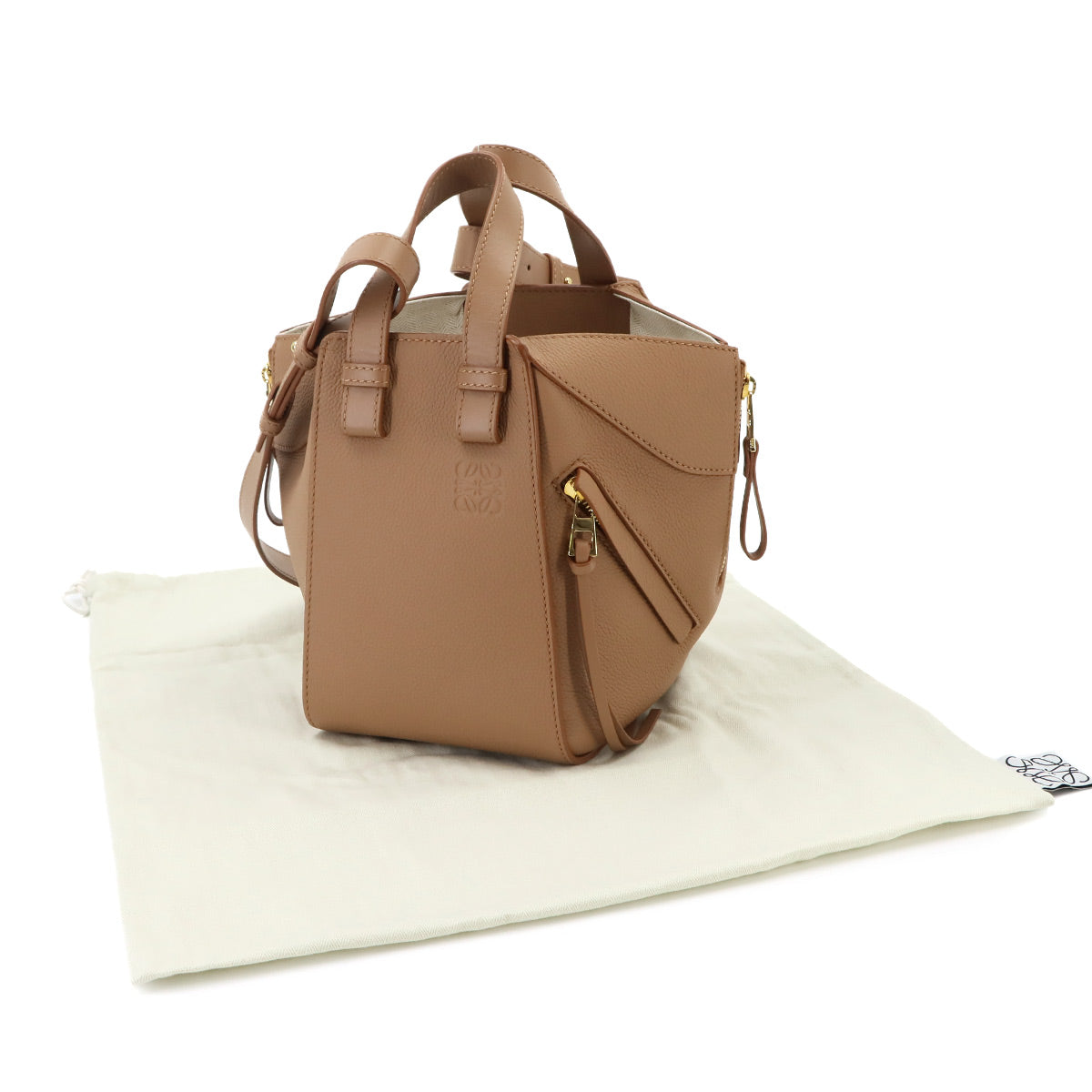 Hammock Compact 2way Hand Shoulder Bag Leather Brown