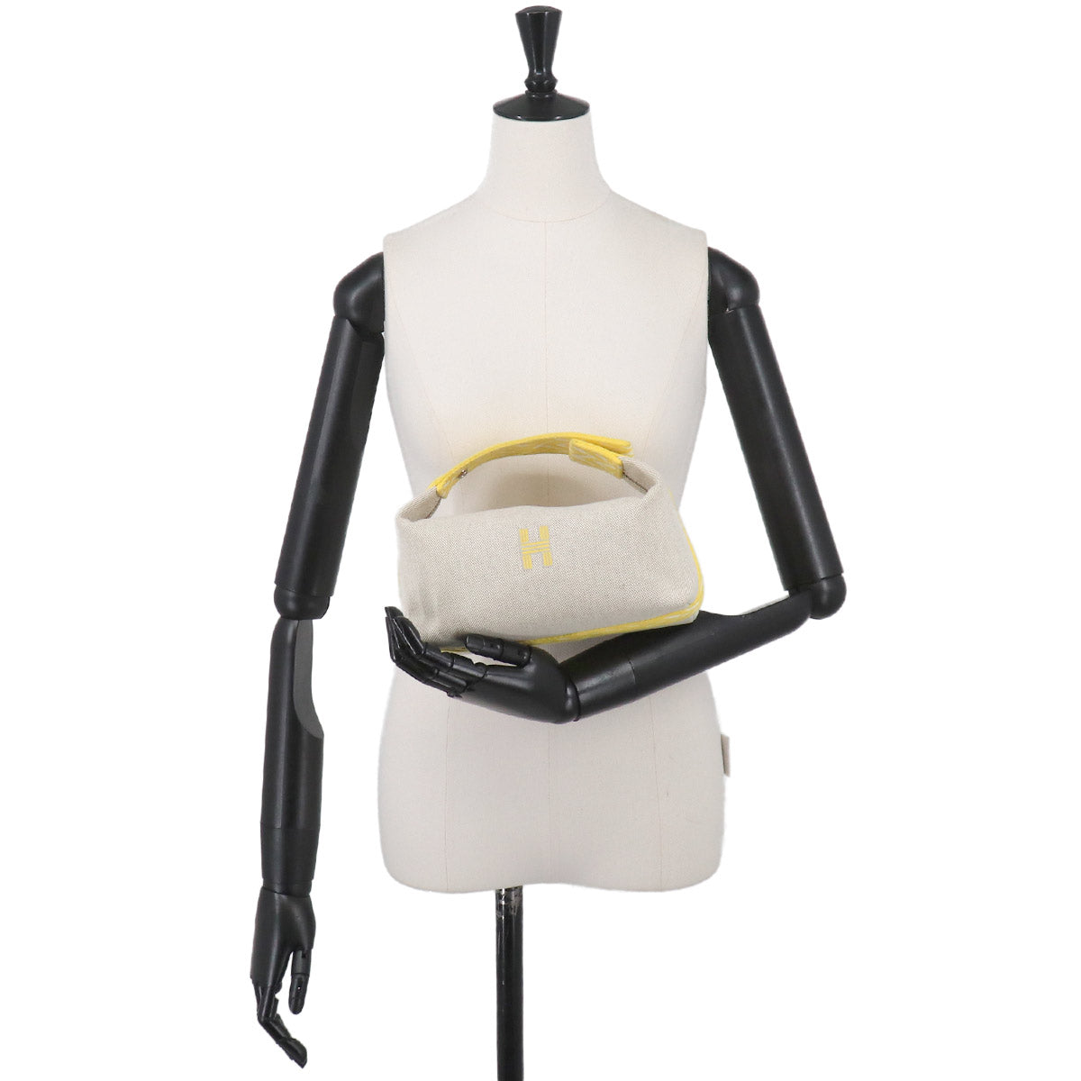 Bride a Brac PM Hand Bag Toile H Gray Jaune citron Zigzag Pouch