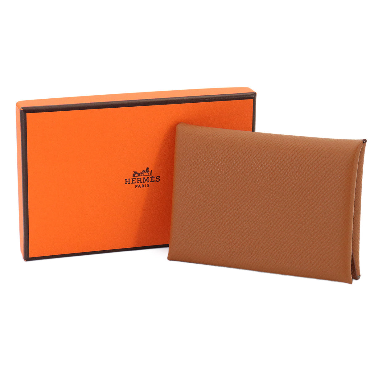 Calvi Duo Card Case Epsom Gold Vert Fizz Brown Purse