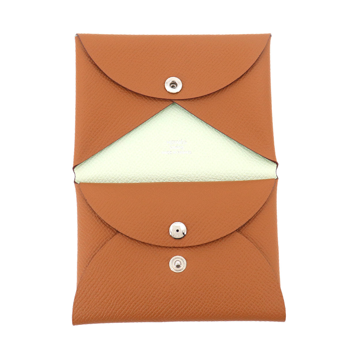 Calvi Duo Card Case Epsom Gold Vert Fizz Brown Purse
