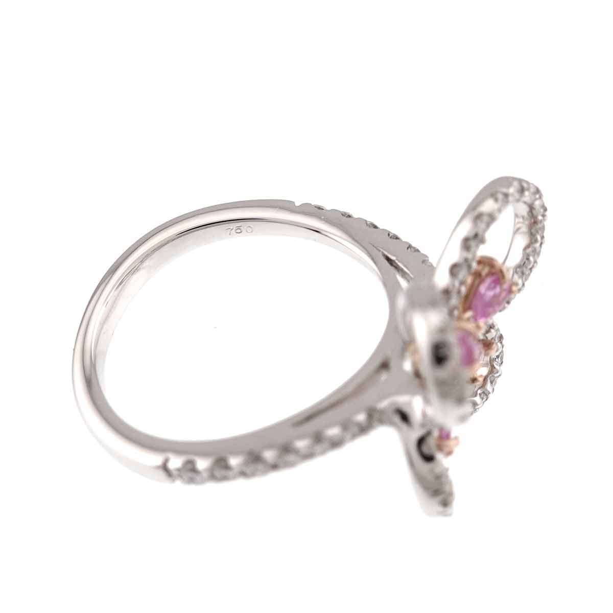 Sapphire Diamond 0.96ct Ruby Ring 18K WG 4.75-5(US)