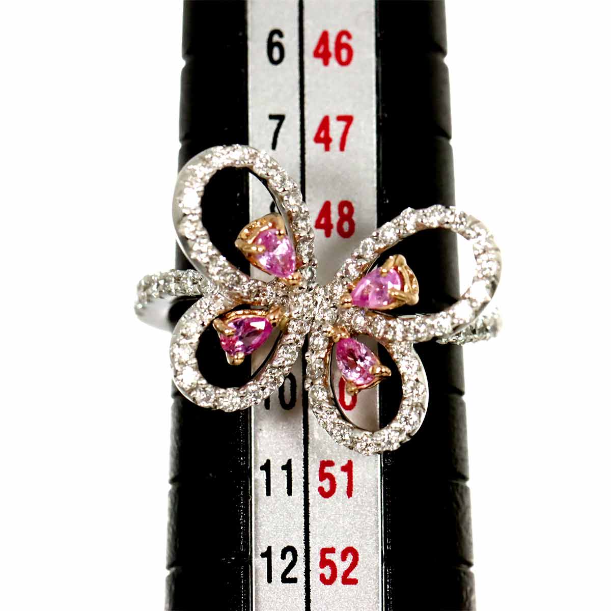 Sapphire Diamond 0.96ct Ruby Ring 18K WG 4.75-5(US)