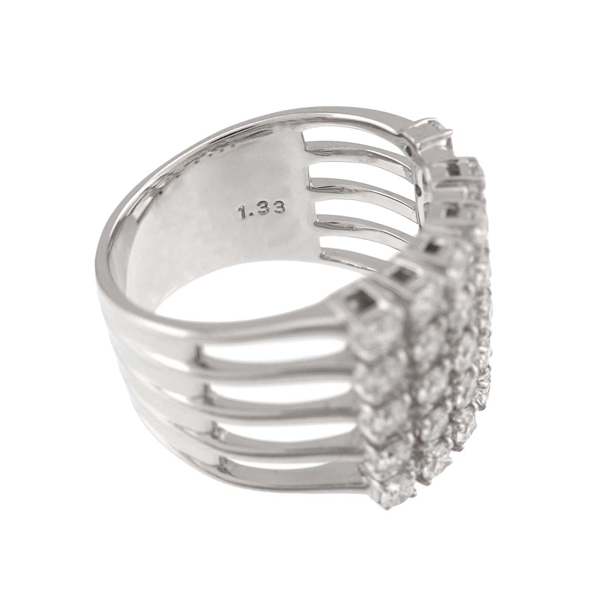 Diamond 1.33ct Ring 18K White Gold 750 Size6.75(US)