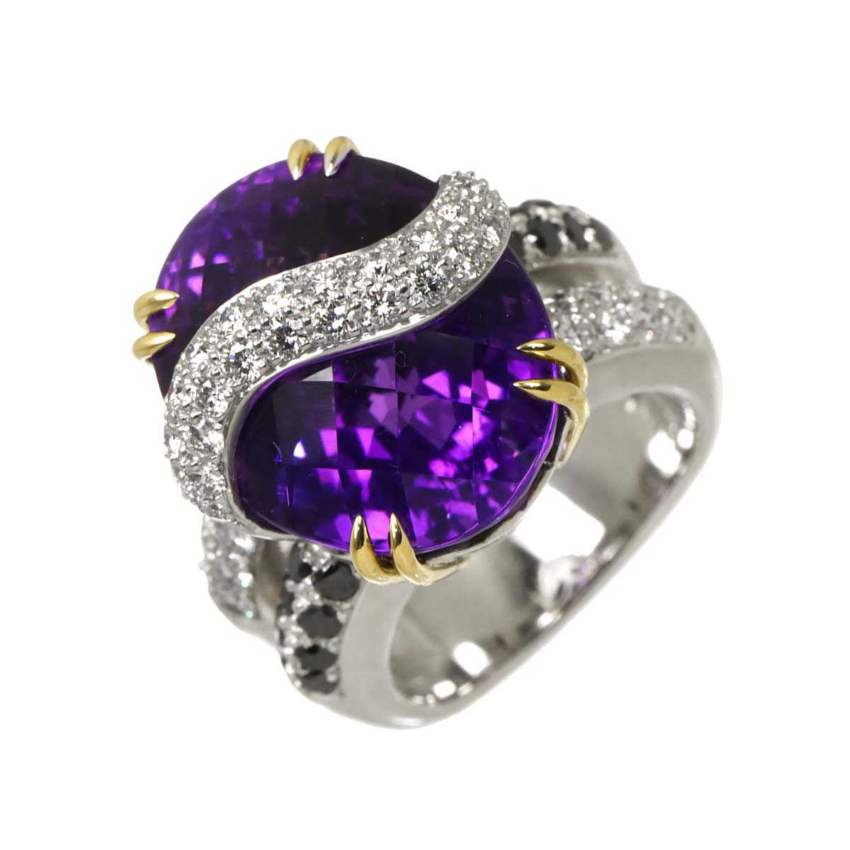 Jewel Studio Amethyst 23.35ct Diamond 0.91/0.48ct  Ring WG Size6.75(US)