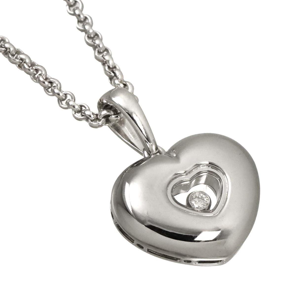 Happy Diamond Heart Necklace 18K White Gold 750