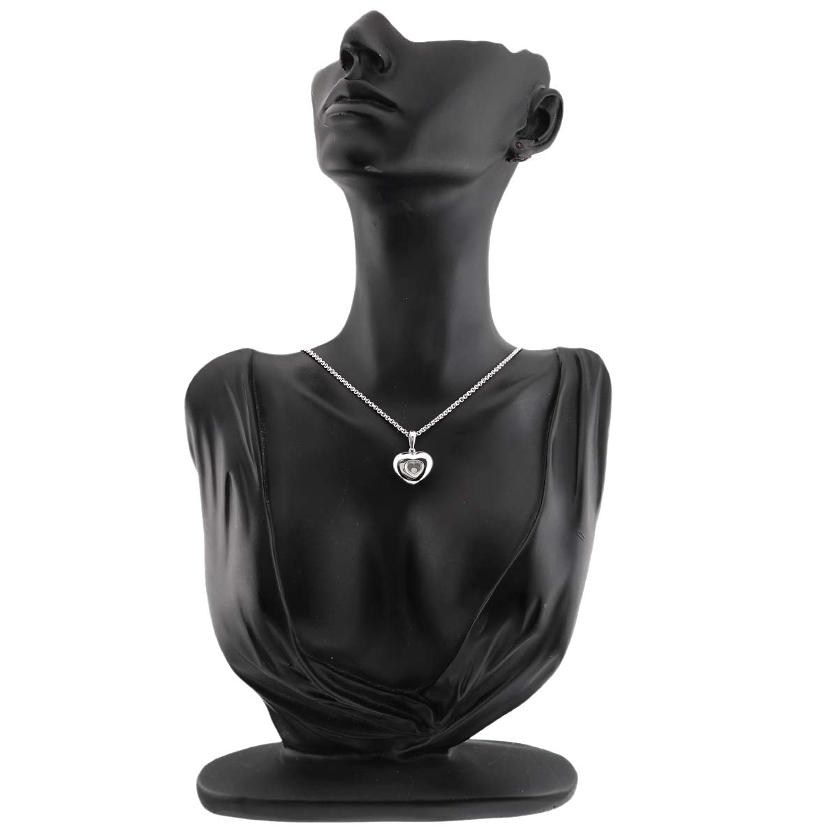 Happy Diamond Heart Necklace 18K White Gold 750