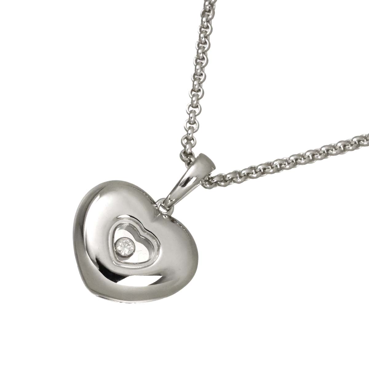 Happy Diamond Heart Necklace 18K White Gold 750