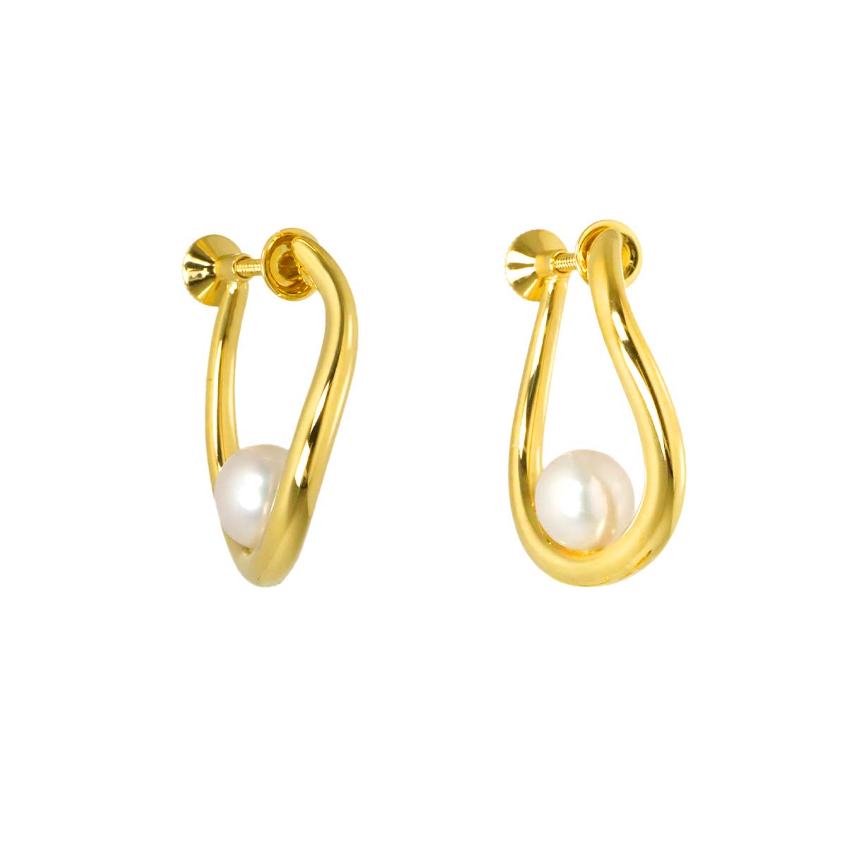 Akoya Pearl 6.9-6.7mm Earrings 18K Yellow Gold 750