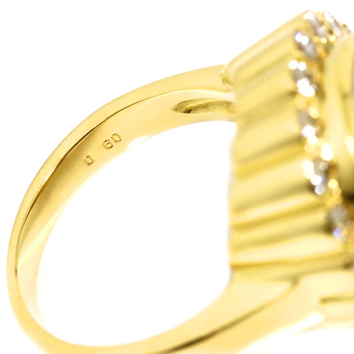 Mabe Pearl 12.6mm Diamond 0.60ct Ring 18K YG 750 Size6(US)