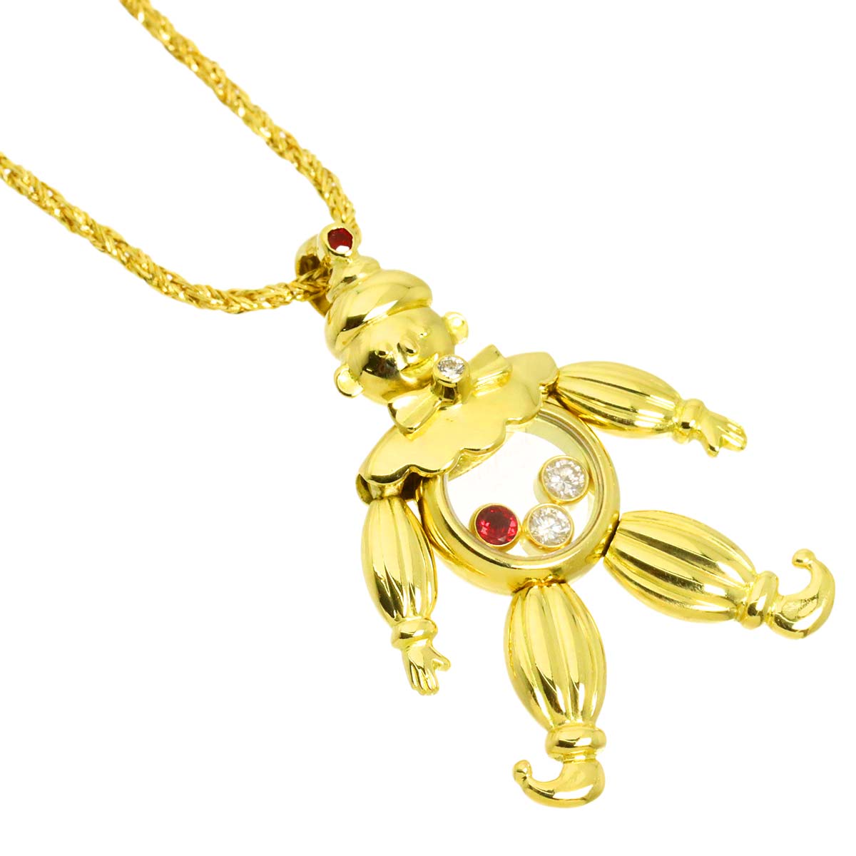 Happy Diamond clown Ruby Necklace 18K YG 750