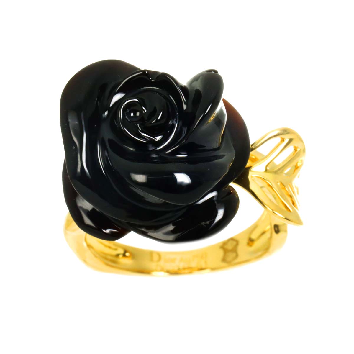 Rose Onyx Diamond Ring 18K YG 750 size51 5.75-6(US)